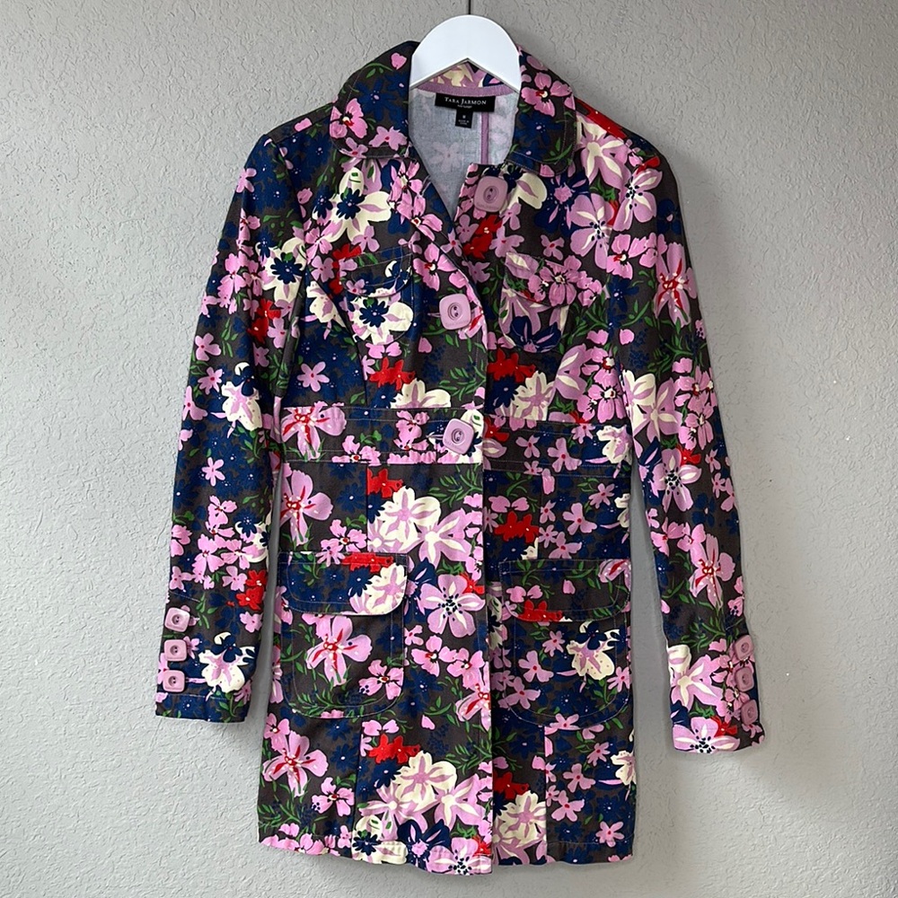 Tara Jarmon for Target Multicolor Floral Button-Up Utility Jacket Coat Size M